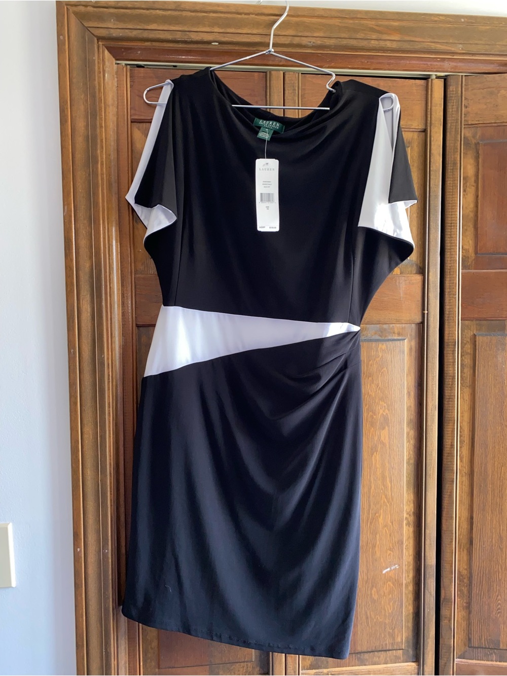 NWT Lauren by Ralph Lauren Black & White Sheath Dress, size 10
